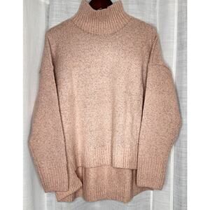 Treasure & Bond Long Sleeves Pink Smoke Hi Low Mock Neck Pullover Sweater Large